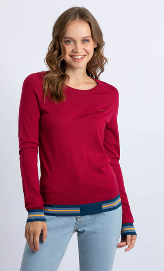 Contrast Stripe Edged Sweater