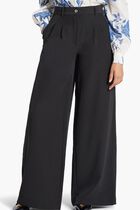 Pleated Wide Leg Crepon Pants