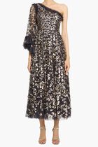 Falling Leaves One Shoulder Ankle Gown