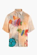 CARTOON SATIN SS SHIRT NEW BEIGE MULTI