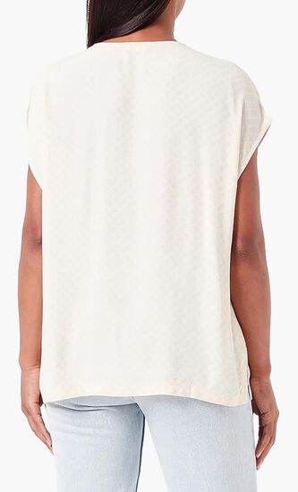 Wave Border V-Neck Blouse