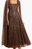 Scatter Dot Cape Sleeve Ankle Gown