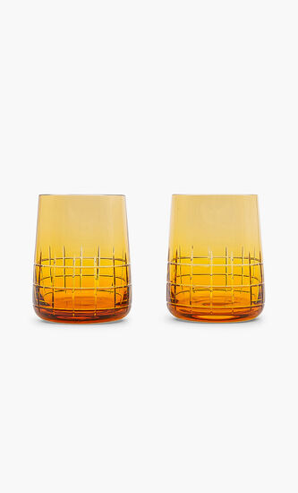 Graphik Set of Two Crystal Water Glasses Amber