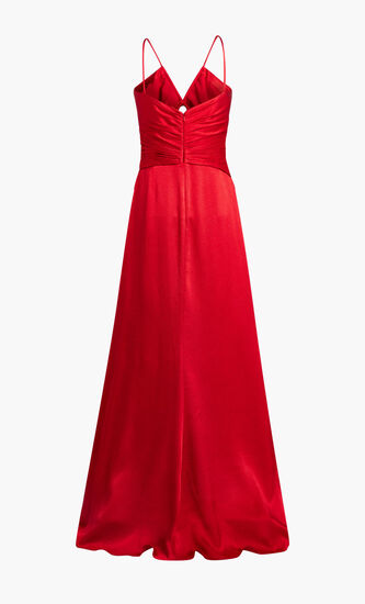 SLEEVELESS SATIN LONG DRESS