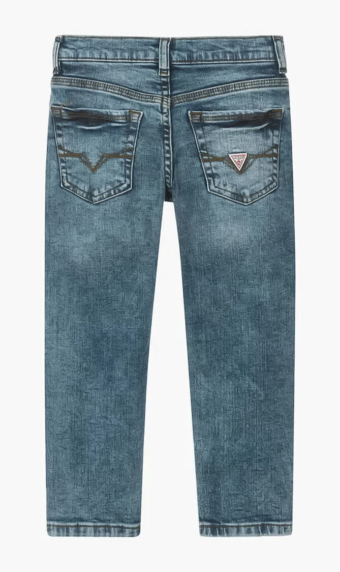 Stretch Denim Straight Pants