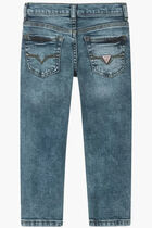Stretch Denim Straight Pants