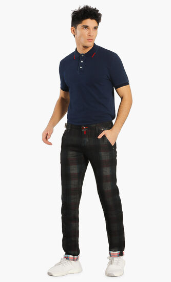 Checked Straight Leg Pants