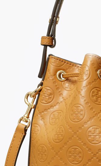 T Monogram Leather Bucket Bag