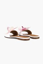 FLOWER WHITE LEATHER SLIDES