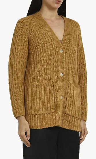 Ribbed Pocket Cardigan