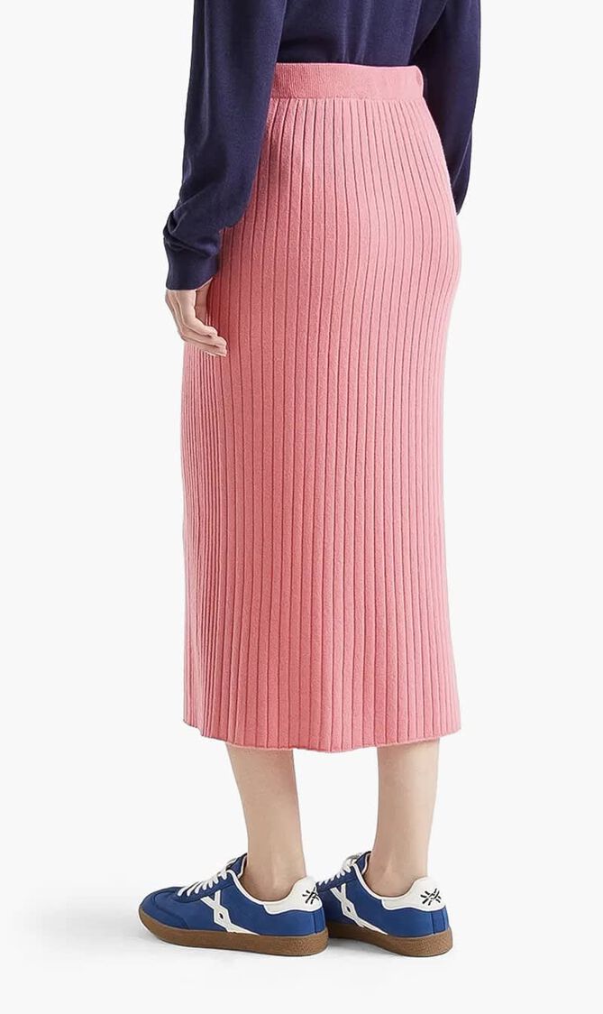 Textured Ribbed Midi Skirt
