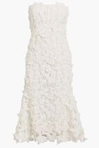 Fleurella Strapless Guipure Lace Midi Dress