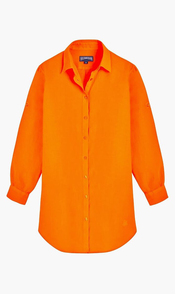 Linen Shirt Solid Dress
