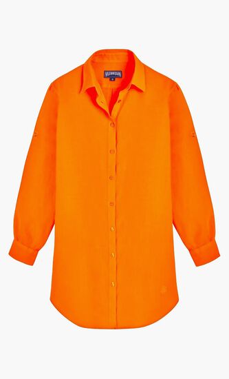 Linen Shirt Solid Dress