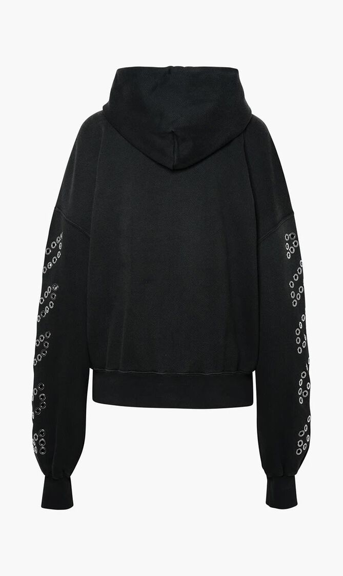 EYELET DIAGS OVER HOODIE BLACK NO COLOR