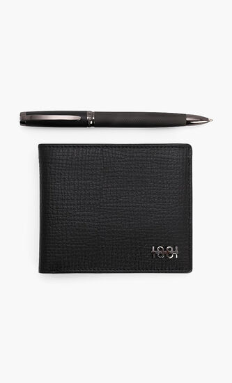Textured Leather Bi-fold Wallet and Irving Ballpoint Pen Set