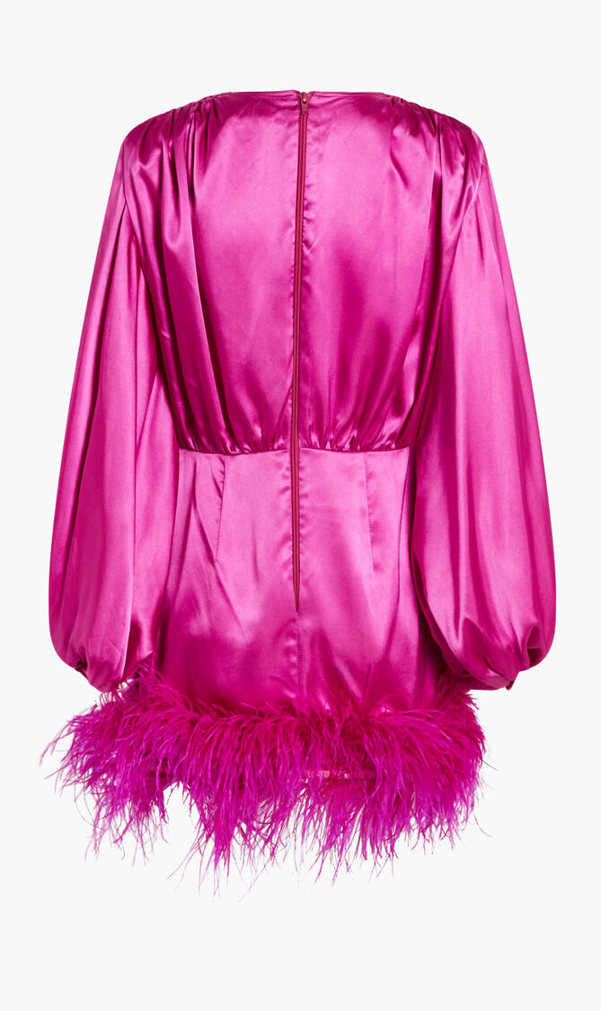 Farah Mini Fuchsia Feather Dress