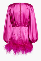 Farah Mini Fuchsia Feather Dress