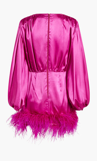 Farah Mini Fuchsia Feather Dress