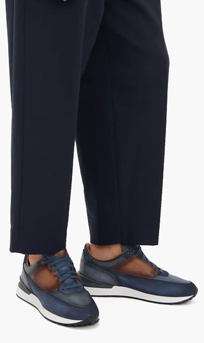 Lace-up two-toned sneakers