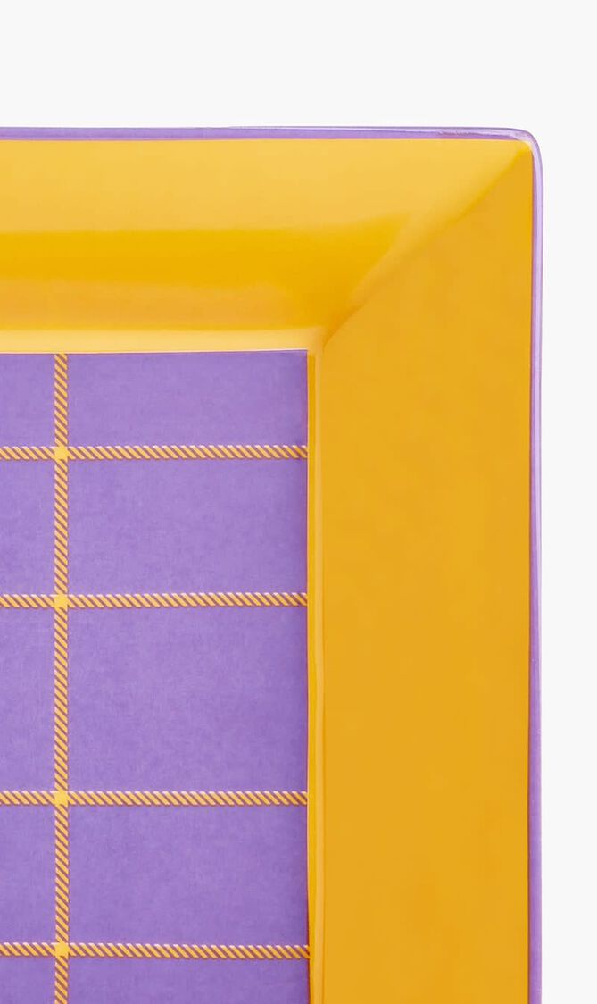 Tartan Trinket Tray Rectangular Small Yellow