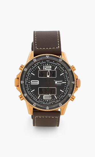 Leather Strap Analog-Digital Watch