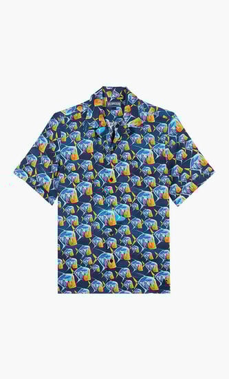Piranha Print Bowling Shirt