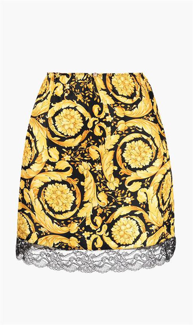 Barocco-print silk inner skirt