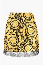 Barocco-print silk inner skirt