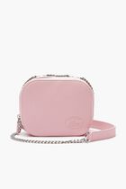 Croco Crew Zippered Grained Leather Shoulder Bag