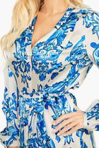 Long Patterned Silk Shirt Dress