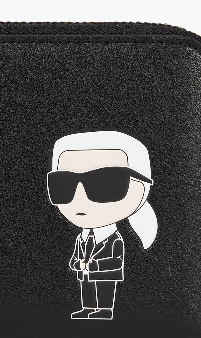 Ikonik leather wallet with zipper