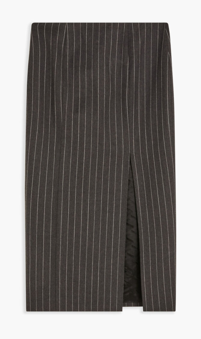SKIRT MIDI WOOL PENCIL PINSTRIPE