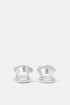 CRYSTAL BOW EMBELLISED DOUBLE STRAP LEATHER SANDALS