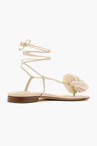 WRAP AROUND FLAT FLOWER SANDALS CROCHET CREAM