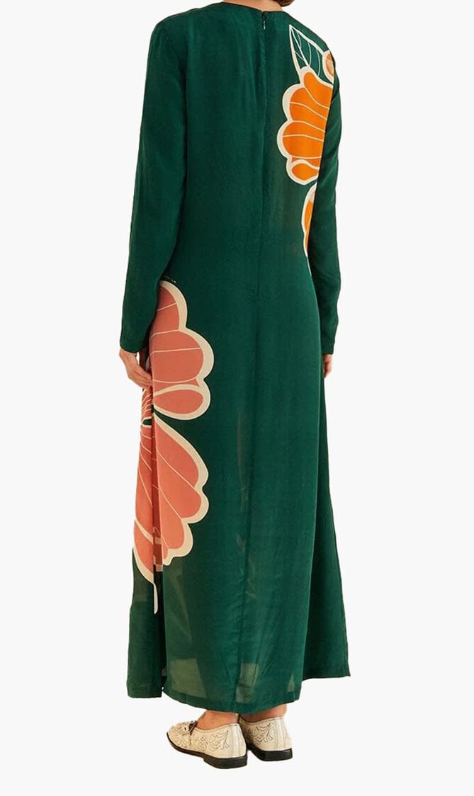 Flowers Long Sleeve Maxi Dress