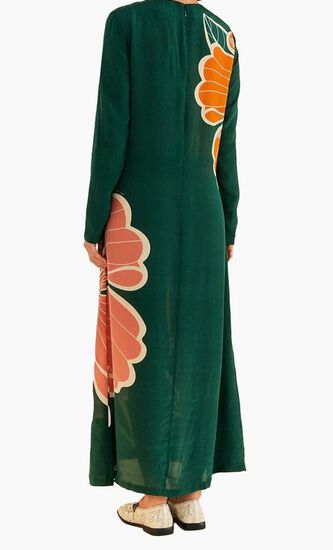 Flowers Long Sleeve Maxi Dress
