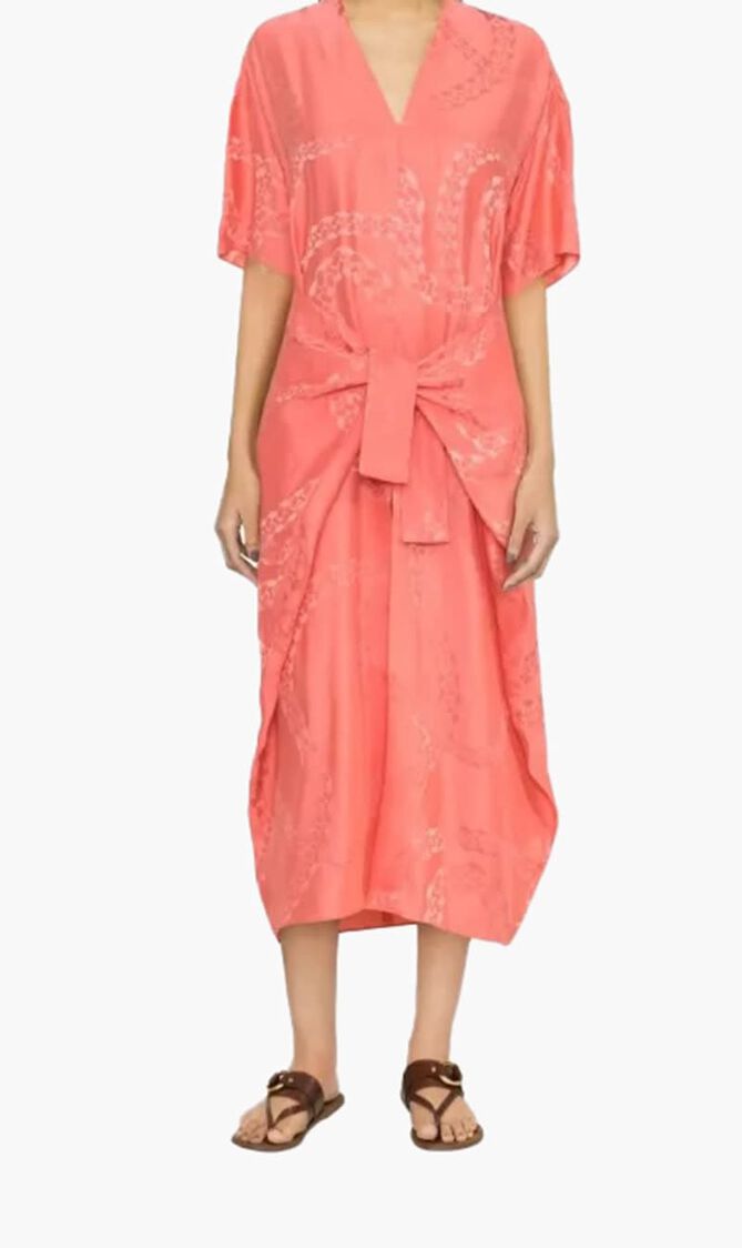 V-neck Tie Waist Dress