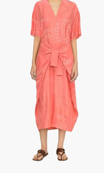 V-neck Tie Waist Dress