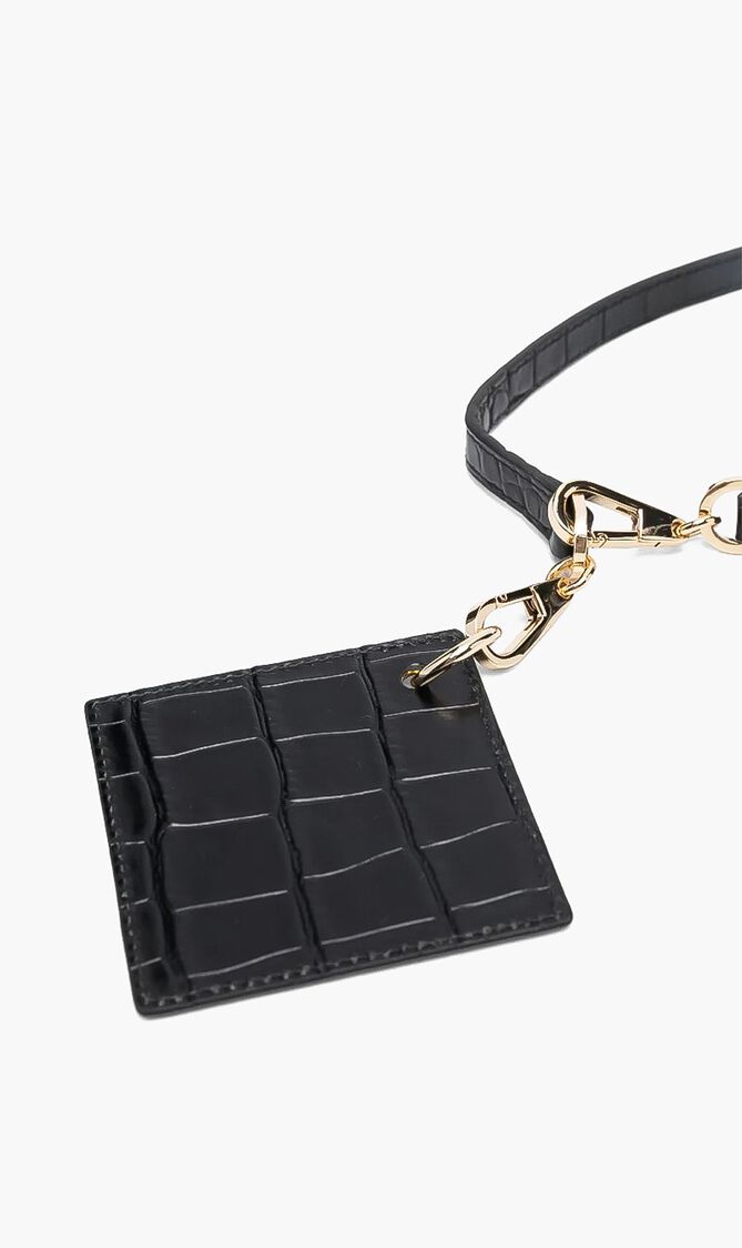 Croc-embossed Mirror Logo Belt