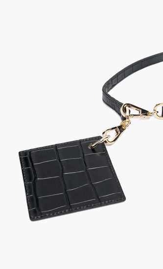 Croc-embossed Mirror Logo Belt