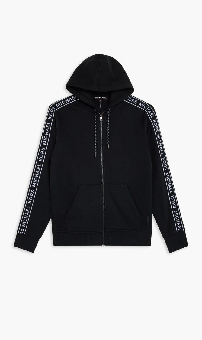 Logo Tape Cotton Blend Zip-Up Hoodie