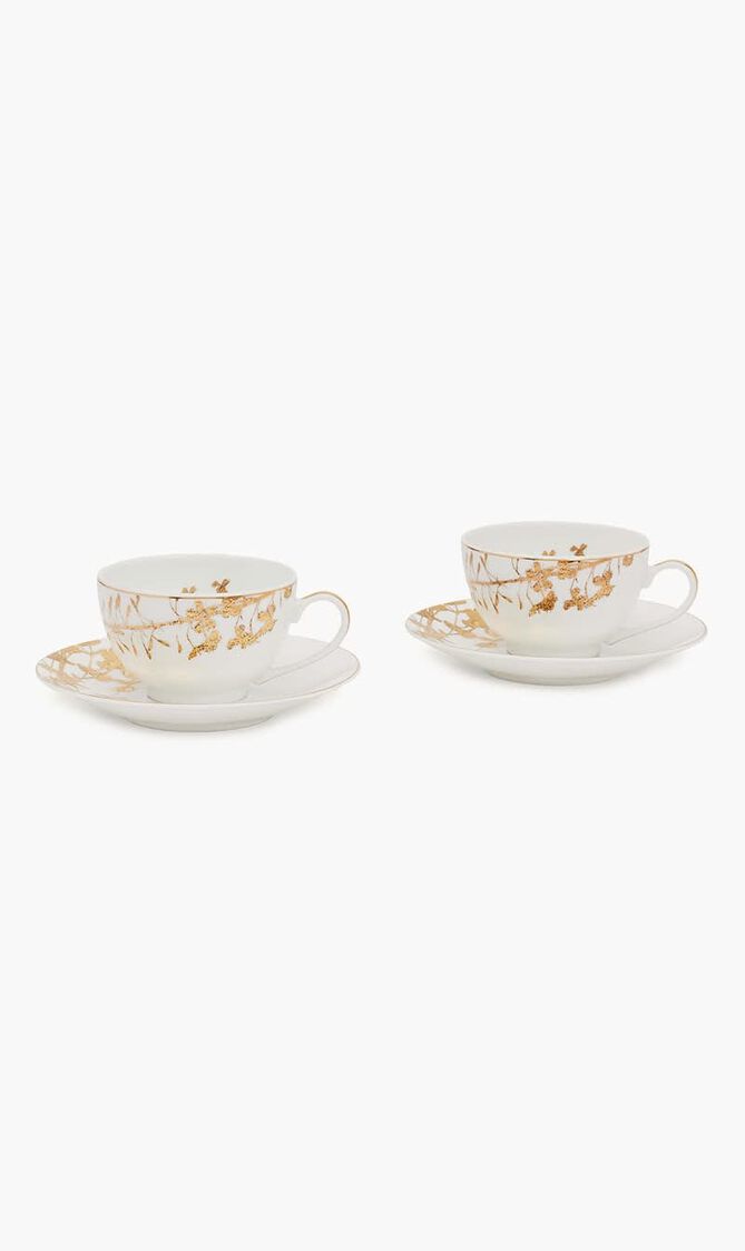 Vegetal Or Tea Cup & Saucer Gold