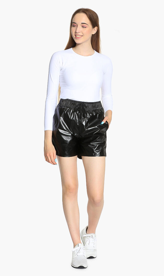 Women's shiny nylon discount shorts