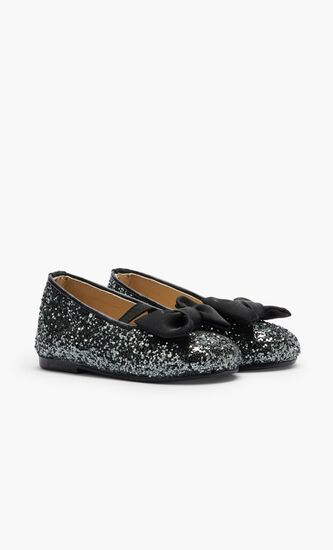 HANDMADE BOW EMBELLISHED GLITTER FABRIC BALLERINA