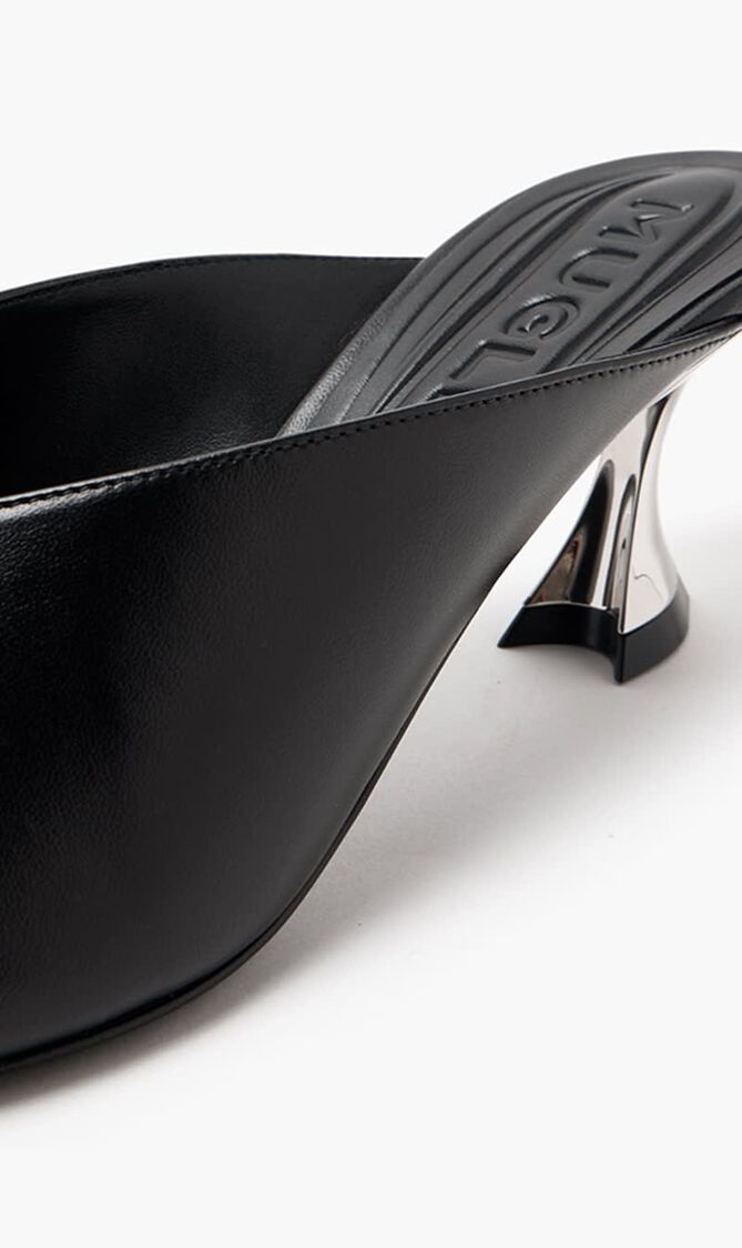 Leather kitten mules
