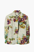 PRINTED VISCOSE BOW BLOUSE