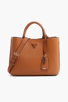 Logo Detail Textured Satchel Bag