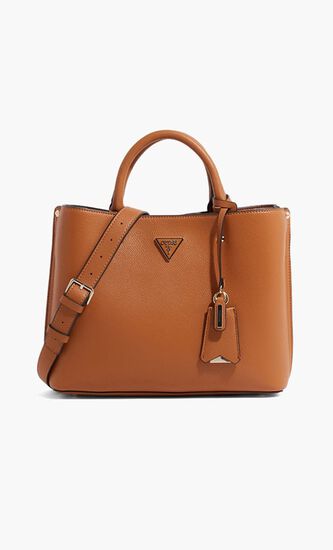 Logo Detail Textured Satchel Bag