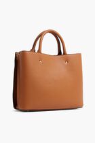Logo Detail Textured Satchel Bag